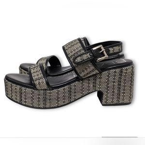 BEACH by Matisse Byron Platform Sandals Size 11 Black Casual Woven Look